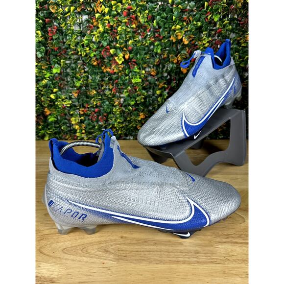 Nike Vapor Edge Elite 360 Flyknit Football Cleats Shoes AO8276 Grey Blue Mens 14 - Picture 1 of 9